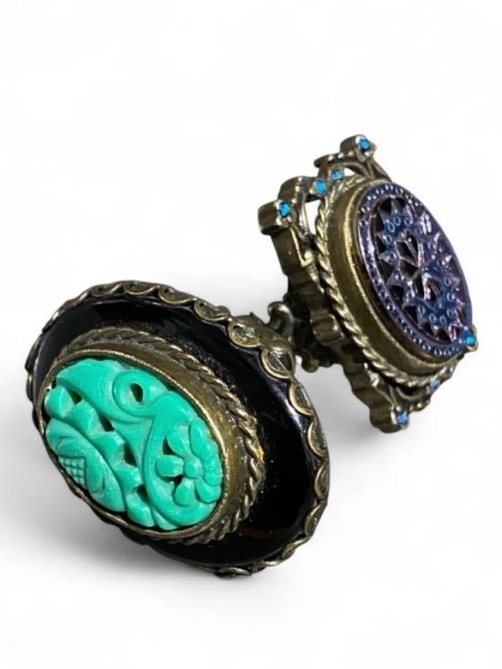 2 Ollipop Vintage-Inspired Turquoise & Purple Statement Rings - Women Jewelry